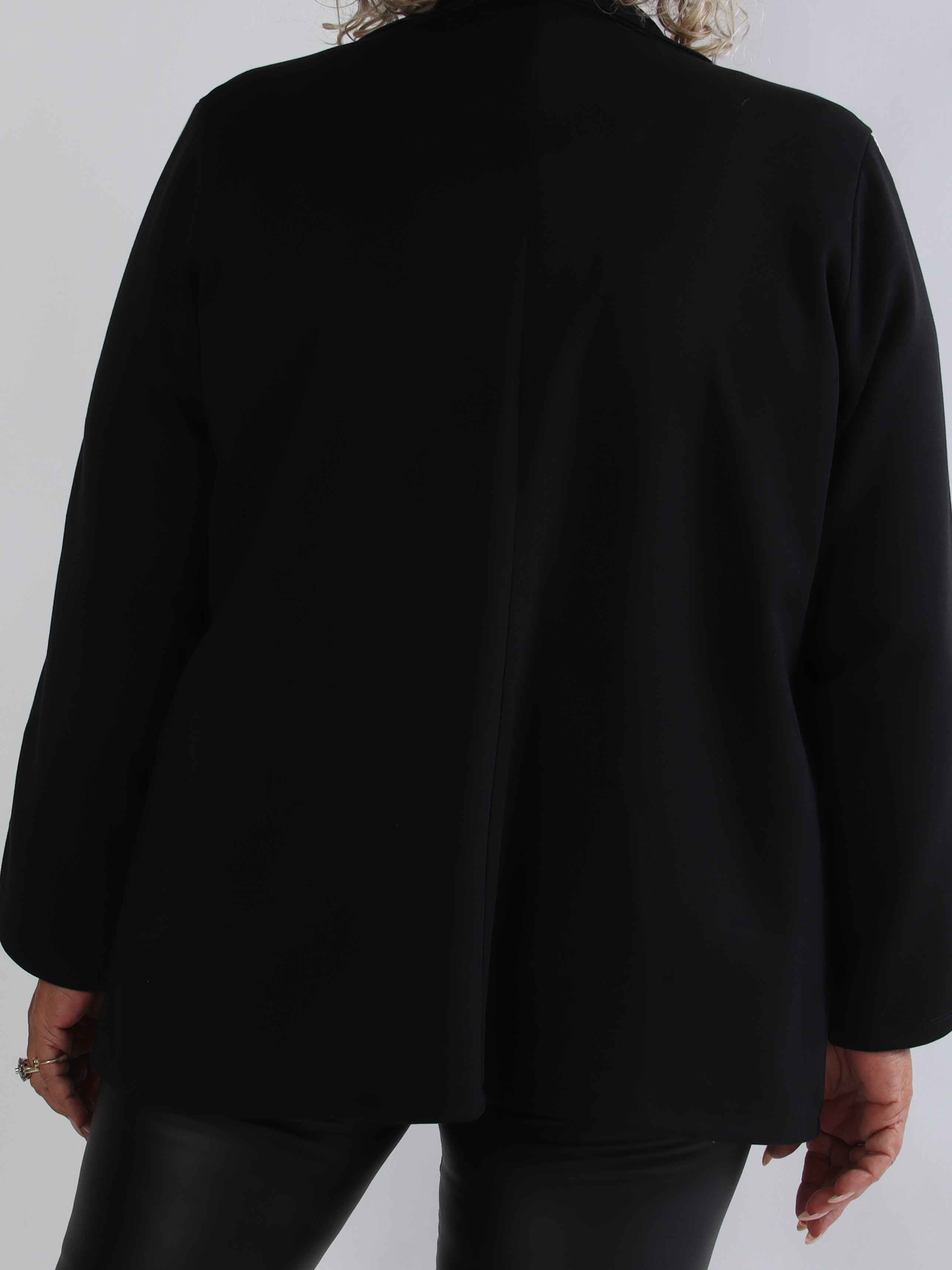 Ferrara - Plus size blazer i blød viskose med sporty hvide striber på ærmerne